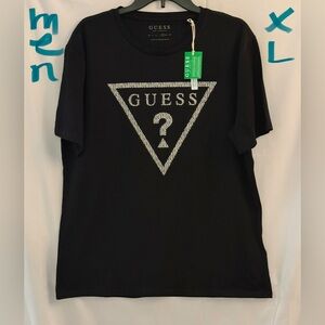 Guess Black Tee with Silver Triangle Logo